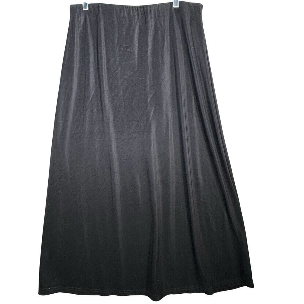 Briggs New York Black Jersey Maxi Skirt Buttons Vintage Made In USA - Picture 5 of 5